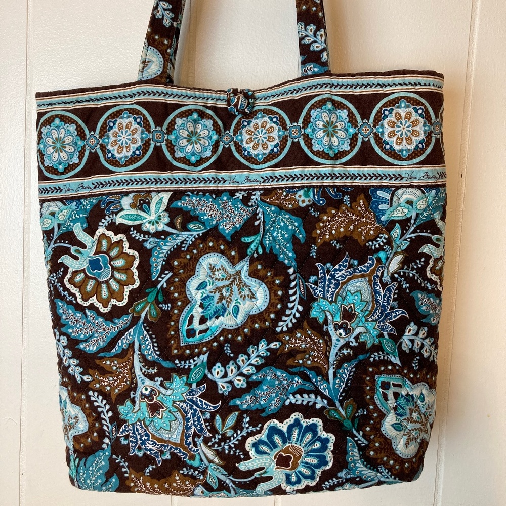 Vera Bradley Brown and Blue Floral Purse